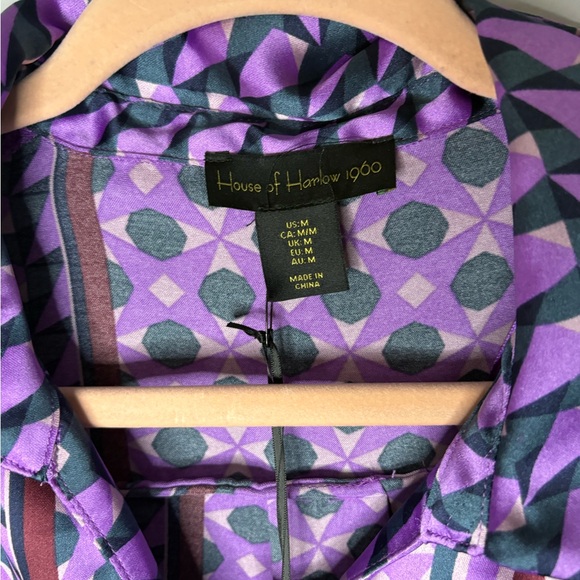 House of Harlow 1960 mixed prints Long Sleeve Crop Blouse - Picture 3 of 7